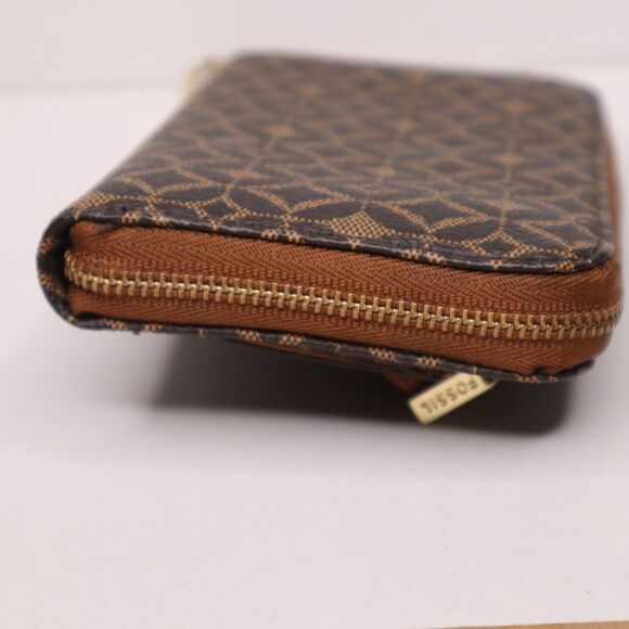 FOSSIL Sydney Women's Zip Around Closure Wallet With Strap Brown 6.5 in x 4 in - Picture 4 of 11